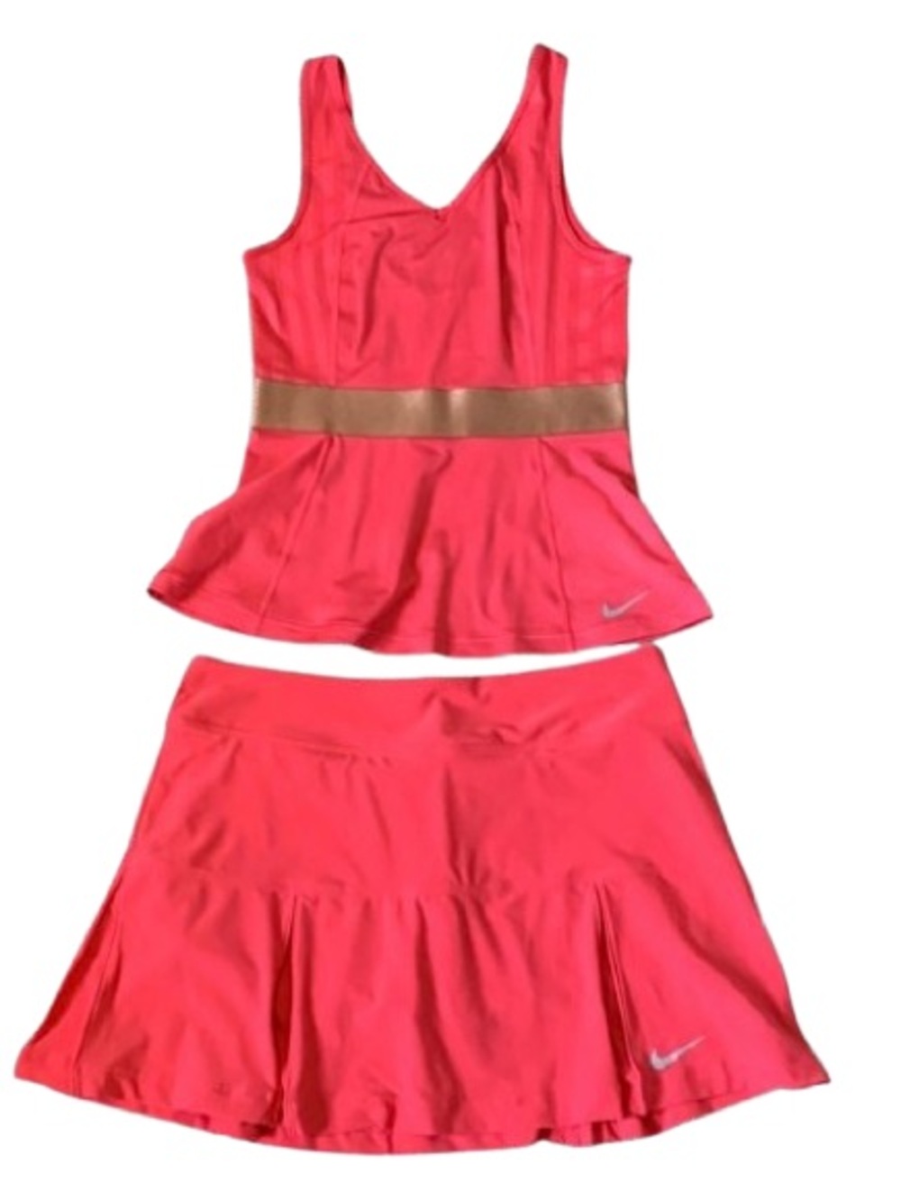 Nike SERENA WILLIAMS Pink Skirt & Tank Tennis Dress set w/Gold Band. MEDIUM